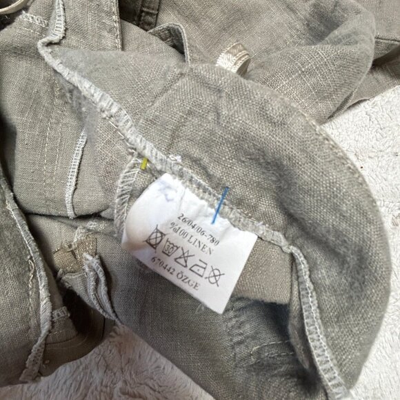 Merkür Tekstil Women's Linen Cargo Pants Size 38 Beige Straight Leg Mid-Rise - Picture 4 of 10